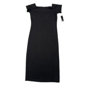 NWT Snap Black Stretch Knit Knee Length Dress Size M Juniors #1184